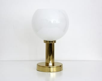 Vintage 1970s Lamp // Brass and Glass Desk Lamp