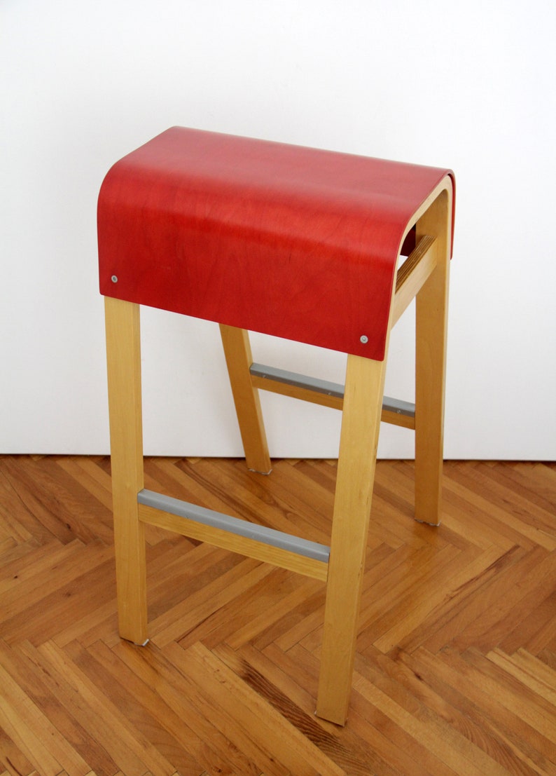 Vintage Ikea SALVE Bar Stool // Red Plywood Bar Chair Etsy UK