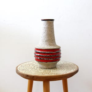 Vintage Italian Fat Lava Relief Vase // Hand Made 70&#39;s Ceramic Vase