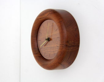 Vintage 60s Danish Teak Wood Wall Clock with German Kienzle Mechanism // Scandinavian Modern Minimalist MCM
