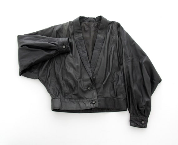 Vintage Jacket // ESCADA Black Leather Crop Jacket
