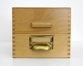 Organizador de escritorio de caja de madera vintage // Almacenamiento de mediados de siglo // Caja de almacenamiento de madera