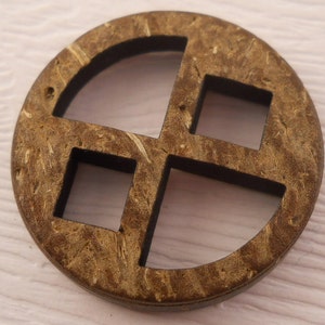 BUTTONS:  Button, coconut shell with cut outs.  1 1/8 inch size.