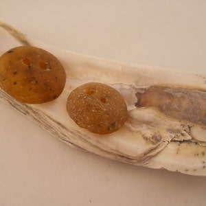 RECYCLED GLASS BUTTONS, amber color, 2 sizes, 2 hole, African