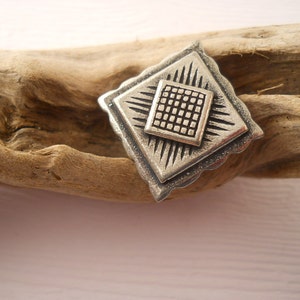 BUTTONS: Unusual square metal button, 3/4 inch size, detailed surface. image 1