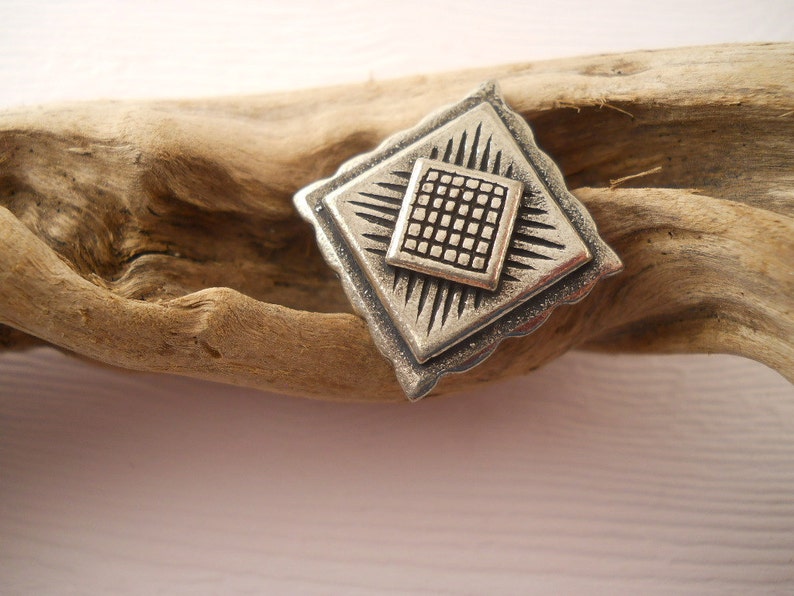 BUTTONS: Unusual square metal button, 3/4 inch size, detailed surface. image 1