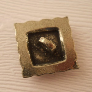 BUTTONS: Unusual square metal button, 3/4 inch size, detailed surface. image 3