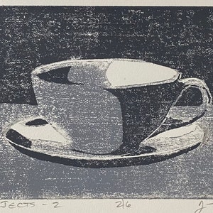 52 Objects - 1  (Cup and Saucer) - Woodblock Print