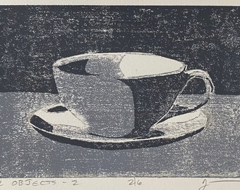 52 Objects - 1  (Cup and Saucer) - Woodblock Print