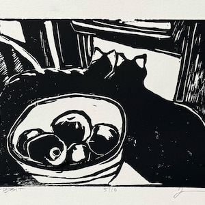 Rabbits! - Original Handprinted Woodblock Print