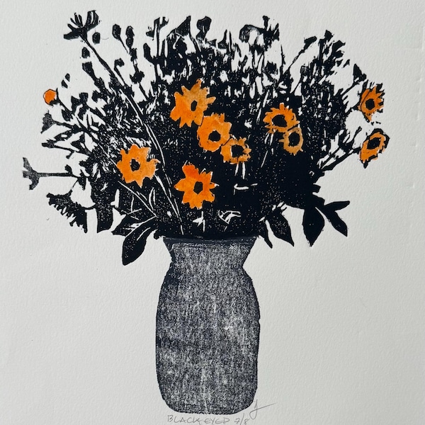 Black Eyed Susan’s - Original Handprinted Woodblock Print