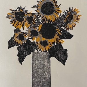 Sunflowers - Original Handprinted Woodblock Print