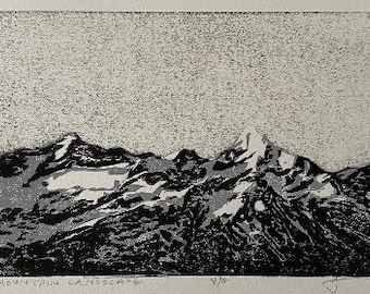 Mountain Landscape - Woodblock Print