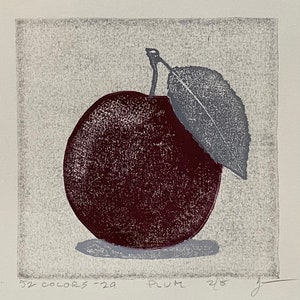 52 Objects - 29, Plum - Woodblock Print