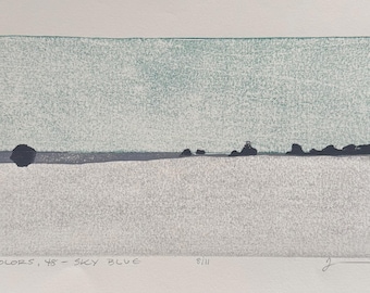 52 Colors - 48, sky blue - Original Handprinted Woodblock Print