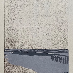 The Beach - Woodblock Print