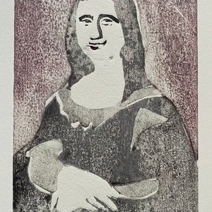 Mona Lisa - Woodblock Print