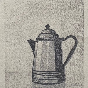 52 Objects - 1  (Vintage Coffee Pot) - Woodblock Print