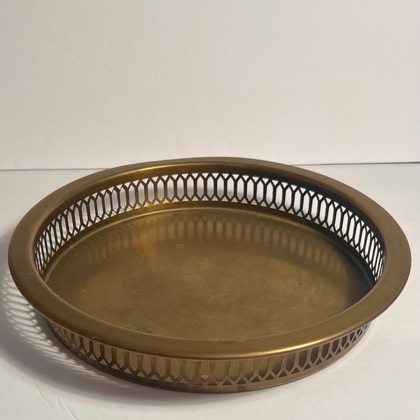 vintage brass serving tray- 8.5x1.5”