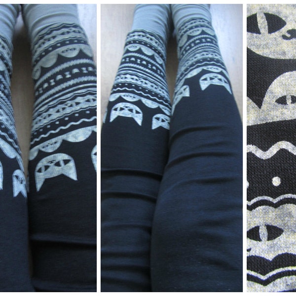 Kitten Printed Black Leggings / Kitten Tights