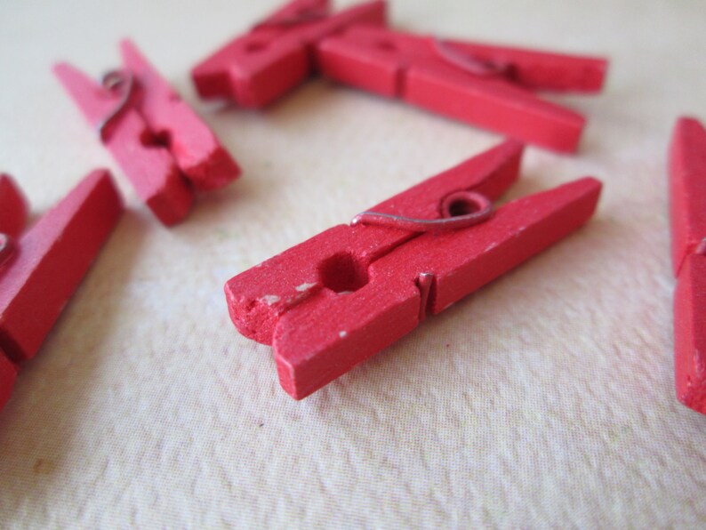 Red Clothespins 12pcs Mini Clothespins Red Mini Clothespins Etsy