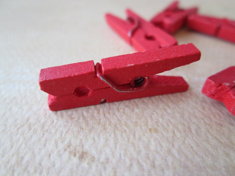 Red Clothespins 12pcs Mini Clothespins Red Mini Clothespins Etsy