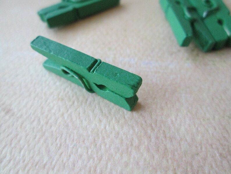 Mini Clothespins Green Wood Clothespins 12pcs Mini Etsy