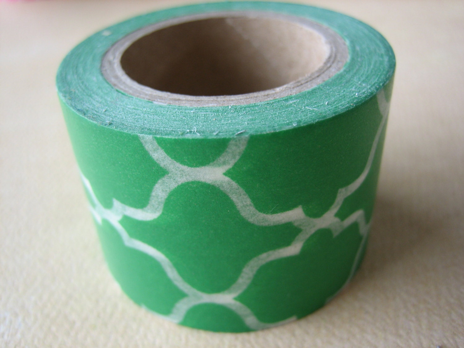 Wide Washi Tape Single Roll Green and White Print Washi Etsy