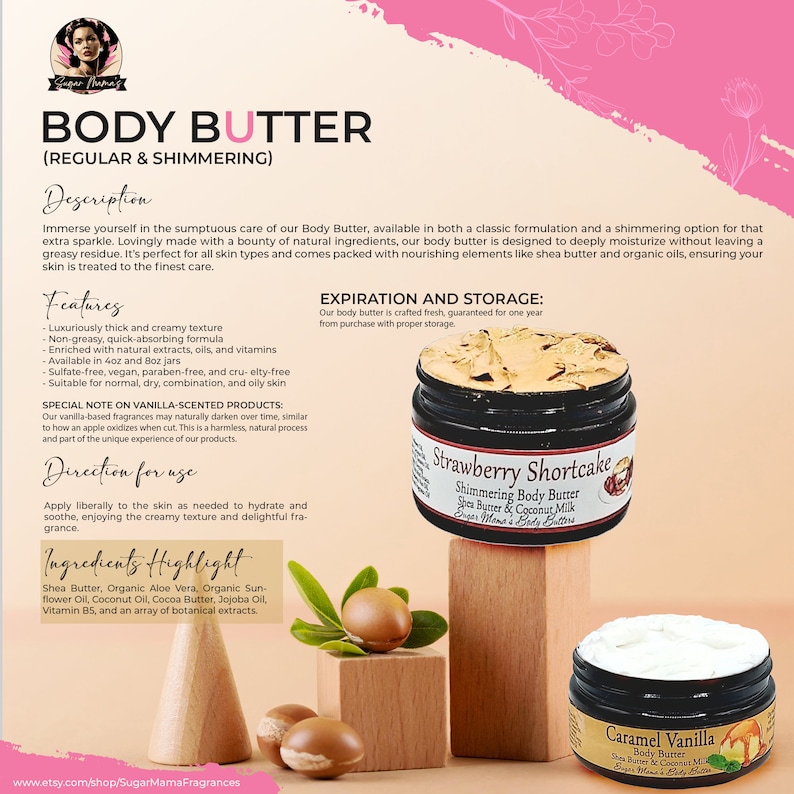 Sweet Potato & Brown Sugar Body Butter, Body Cream, Hair Perfume, Body Spray, Body Mist, Body Oil, Perfume, Handmade, Natural image 3