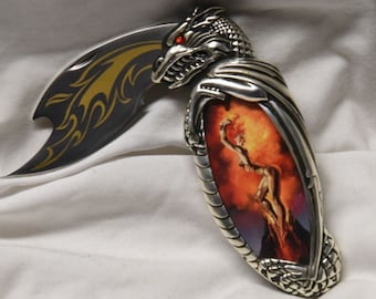 Franklin Mint - Boris Vallejo dragon / fantasy girl "Mistress of Fire" collectors knife (N0233)