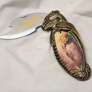Franklin Mint - Boris Vallejo dragon / fantasy girl &quot;Sorceress of Passion&quot; collectors knife (N0132)