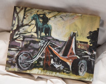 Wild Child's Trike - Original trike chopper painting by artist David Gant