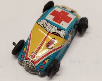 Vintage tin litho ambulance toy car, VERY SMALL!
