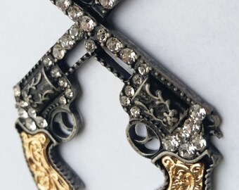 Pendentif double pistolet / revolver