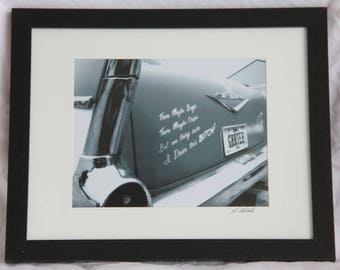 11x14 inch framed photo of inscription on a '57 Chevy trunk lid