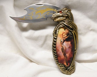 Franklin Mint - Boris Vallejo dragon / fantasy girl "Sorceress of Passion" collectors knife (N0264)