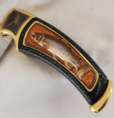 Trout fly fishing collectors knife by the Franklin Mint (N0796)