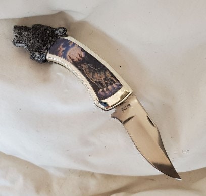 Franklin Mint Black Lab Collector Knife Pocketknife Hardwood
