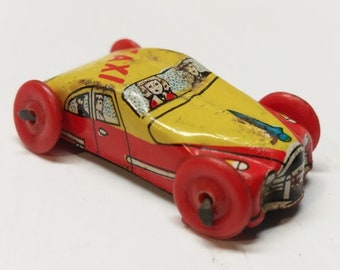 Vintage tin taxi car, VERY SMALL!