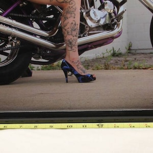 16x20 inch framed poster of tattooed biker babe on Harley chopper image 3