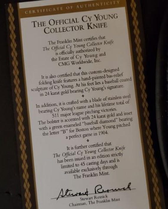Cy Young Collectors Knife by the Franklin Mint (N1820) - Etsy