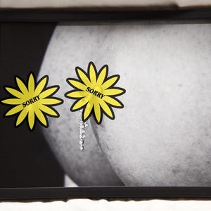 11x14 framed close-up photo of a wonderful set of breasts - with nipple piercing!