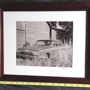 11x14 inch framed print matted to 8x10, of old Chevy Impala