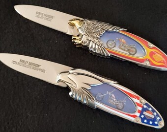 Lot of 2 Easy Rider movie motorcycles collector's knives by the Franklin Mint - Officially Licensed Product (N0920)