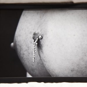 11x14 framed close-up photo of a wonderful set of breasts with nipple piercing image 1