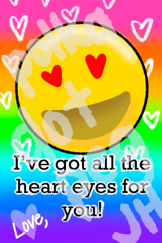 Heart Eye Emoji Printable Valentine, Emoji Valentine Printable, Tween ...