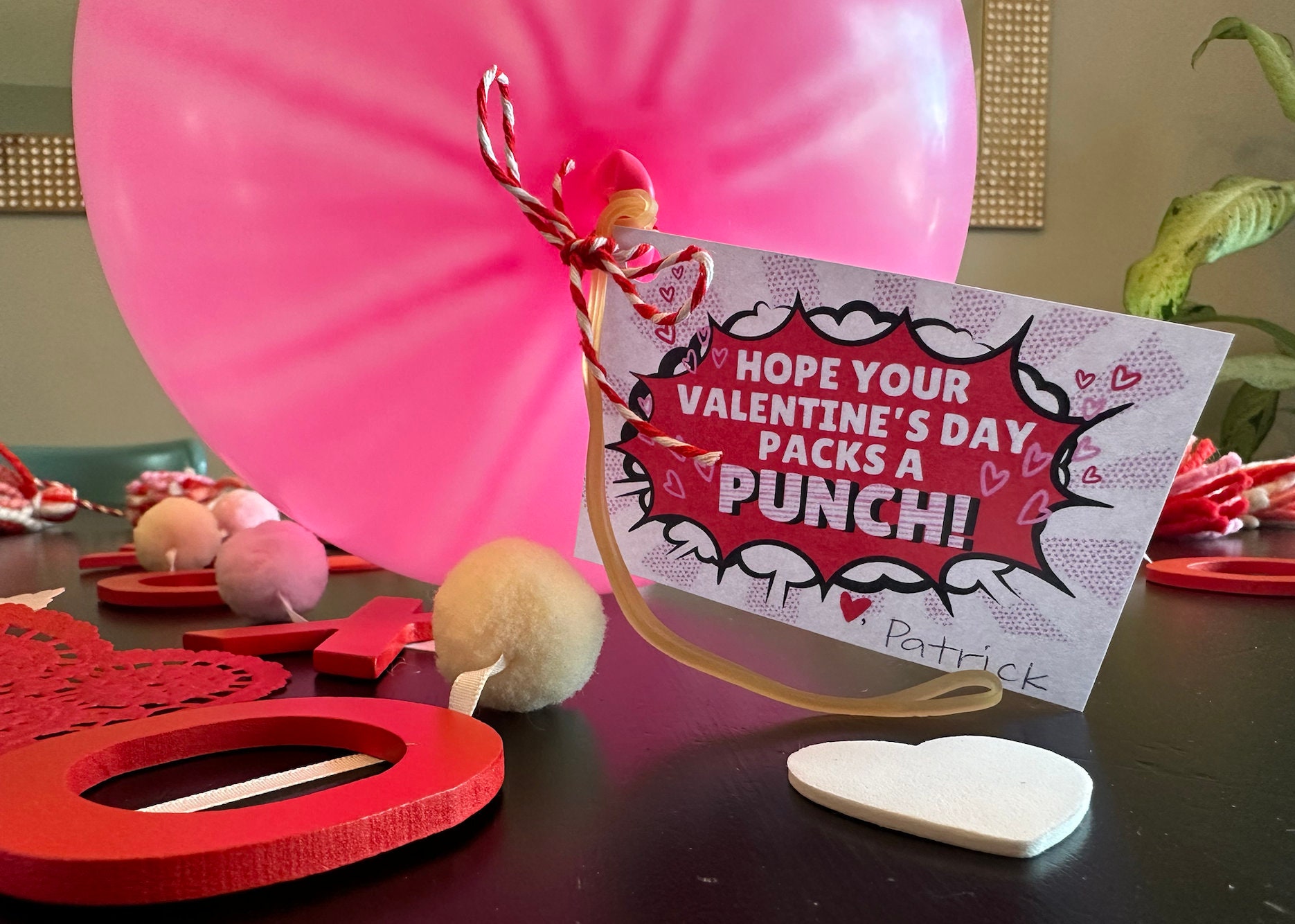 Valentine Printable, Punch Balloon Valentine, Balloon Valentine