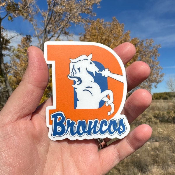 Broncos Retro waterproof dishwasher safe sticker, Denver car sticker, Broncos vinyl sticker