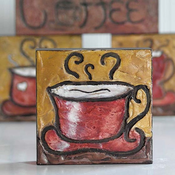 RESERVED for ANISSA Coffee Decor Coffee Bar Decor Coffee Art Coffee Wood Sign Kitchen Art Coffee Mug Painting Coffee Bar Art Kitchen Decor