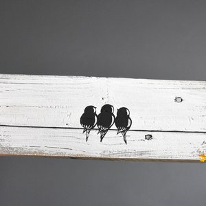 Three Little Birds Wall Art, 3 Little Birds Decor for Gallery Wall, Mothers Day Family of 3 Birds Painting on Reclaimed Wood, 3 Sisters Gift image 7